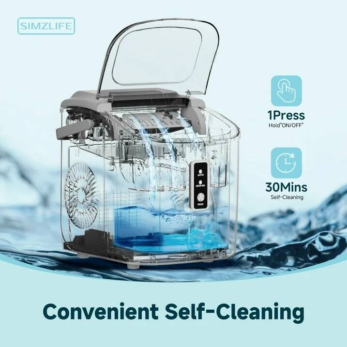 SIMZLIFE Countertop Ice Maker 26 lbs/Day Portable Self Cleaning, 9 ...