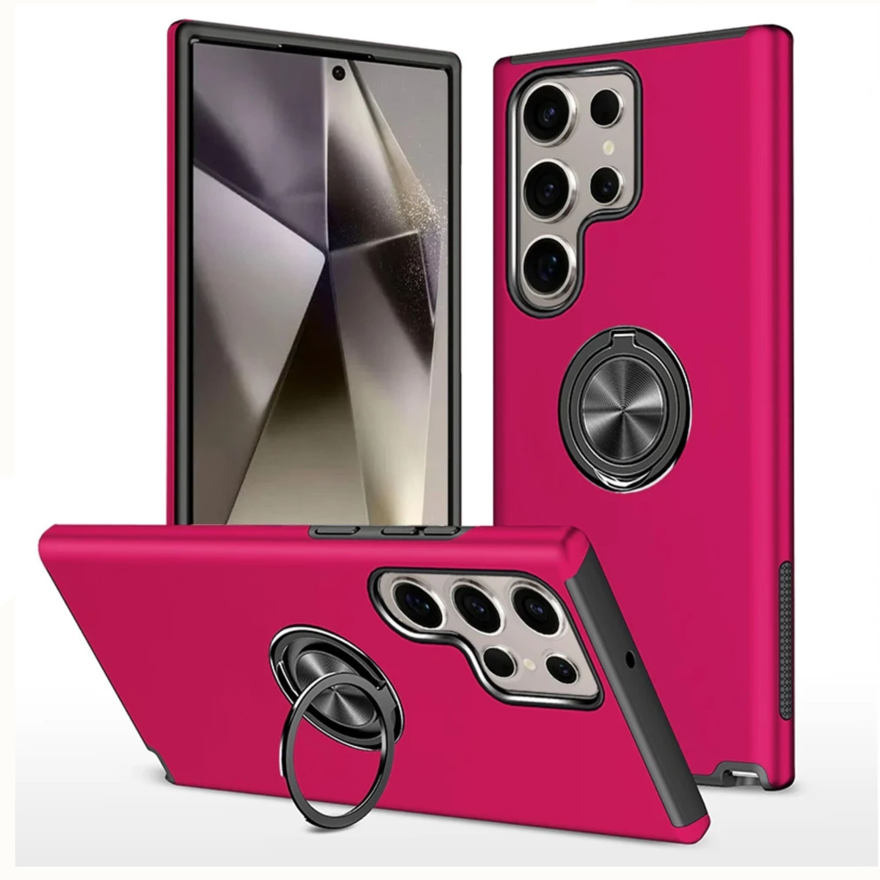 Kitcheniva - Magnetic Ring Stand Shockproof Case With Tempered Glass For Samsung S25 Ultra - Hot Pink price history on PriceWatchPro