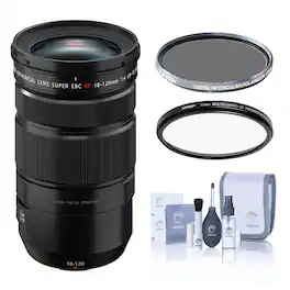 Fujifilm - XF 18-120mm f/4 LM PZ WR Lens, Black, Bundle with Tiffen 72mm UV and CPL Filters