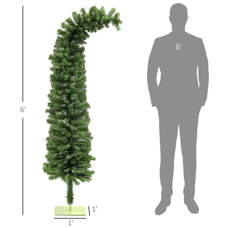 Alt View 3. PULUZ - 6ft Whimsical Pencil Christmas Tree, Bendable Artificial Christmas Tree with 400 Branch Tips and Metal Base - Green.