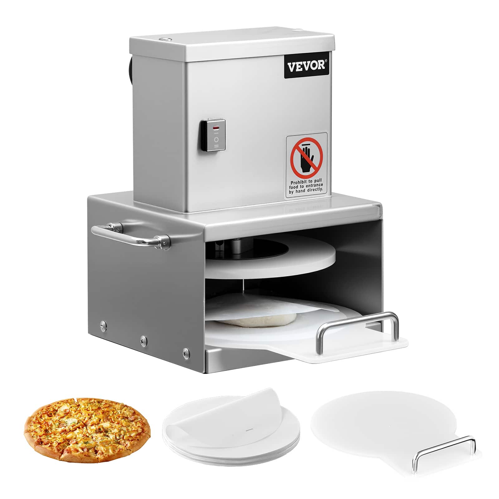 VEVOR - Electric Pizza Dough Press Machine, 6 inch Pizza Pastry Press Plate, Stainless Steel Bread Presser - Silver