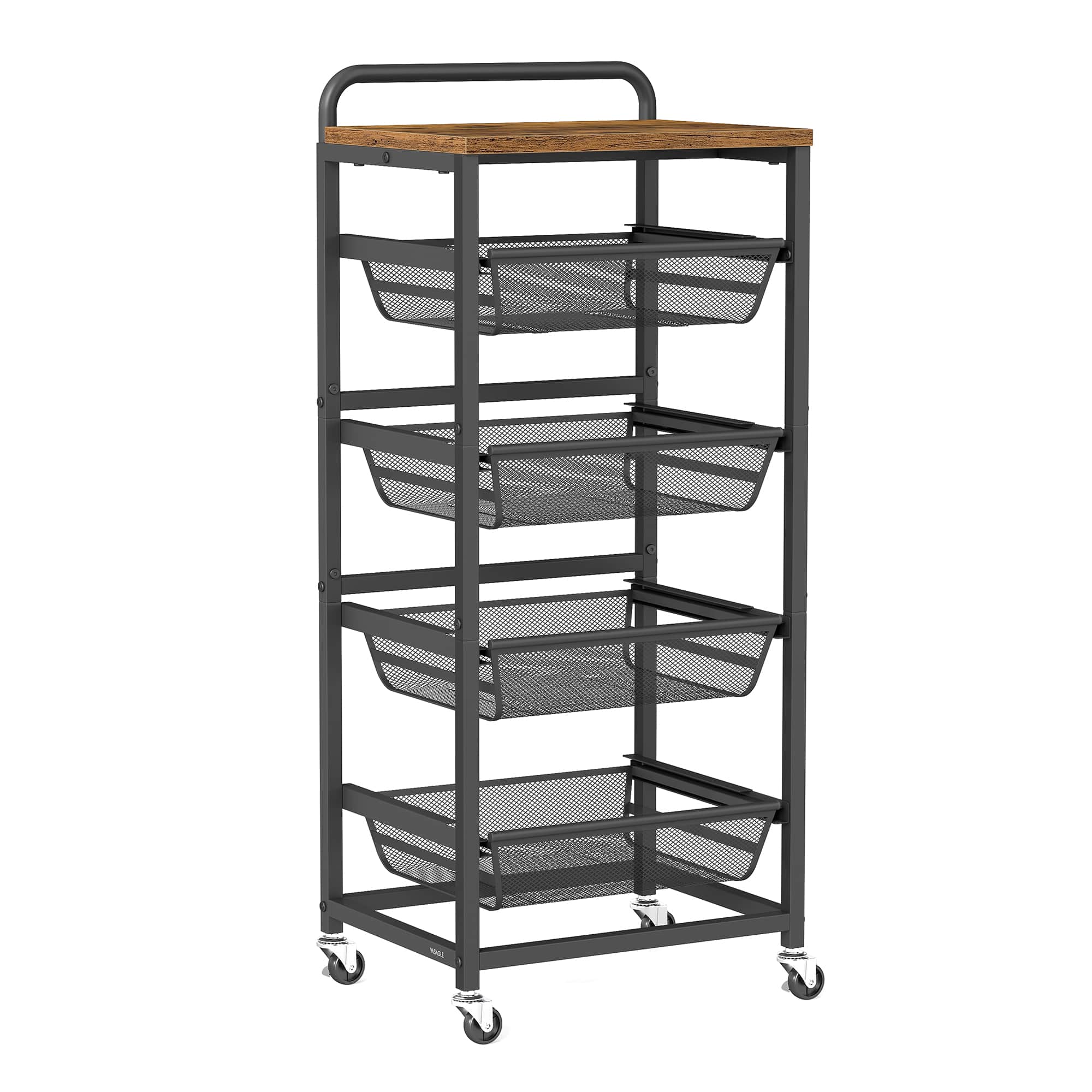 Songmics Home - Storage Rolling Cart with Pull-Out Baskets, 5-Tier Utility Cart Orgnizer with Wheels for Laundry Room, Kitchen, Handle - Rustic Brown and Ink Black price history on PriceWatchPro