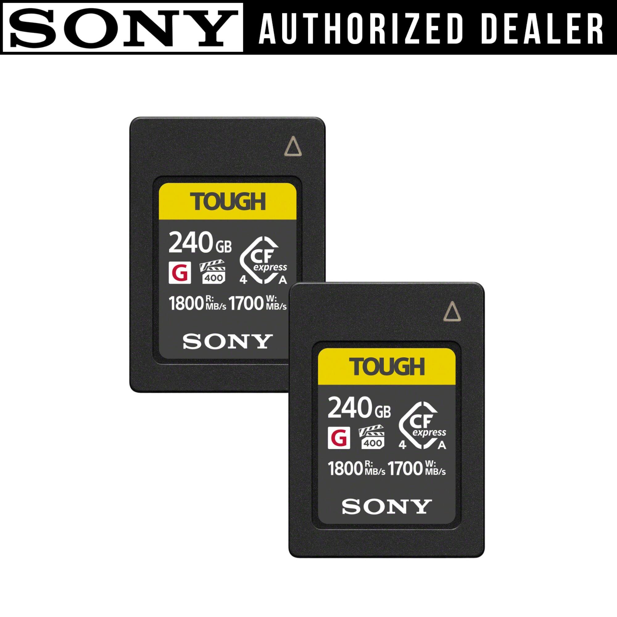 SONY AUTHORIZED DEALER  
TOUGH 240 GB CF express G 400 4 A  
R: 1800 MB/s  
W: 1700 MB/s  
SONY