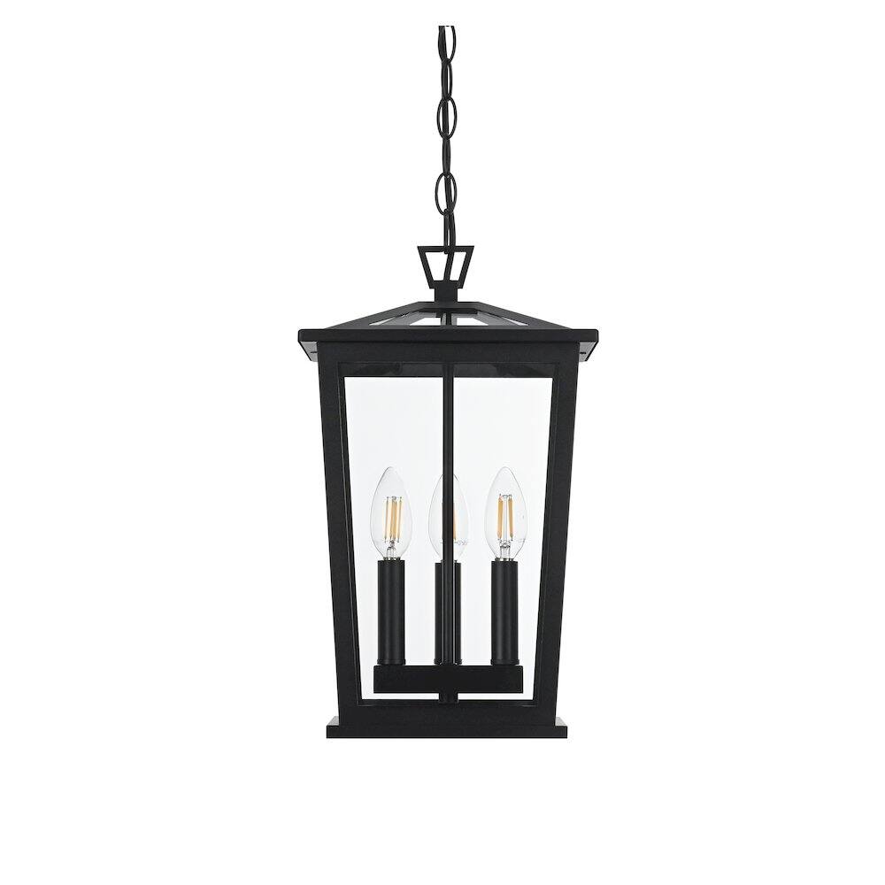 Left. Elegant Lighting - Berks 7 inch Outdoor Pendant in Black - Black.
