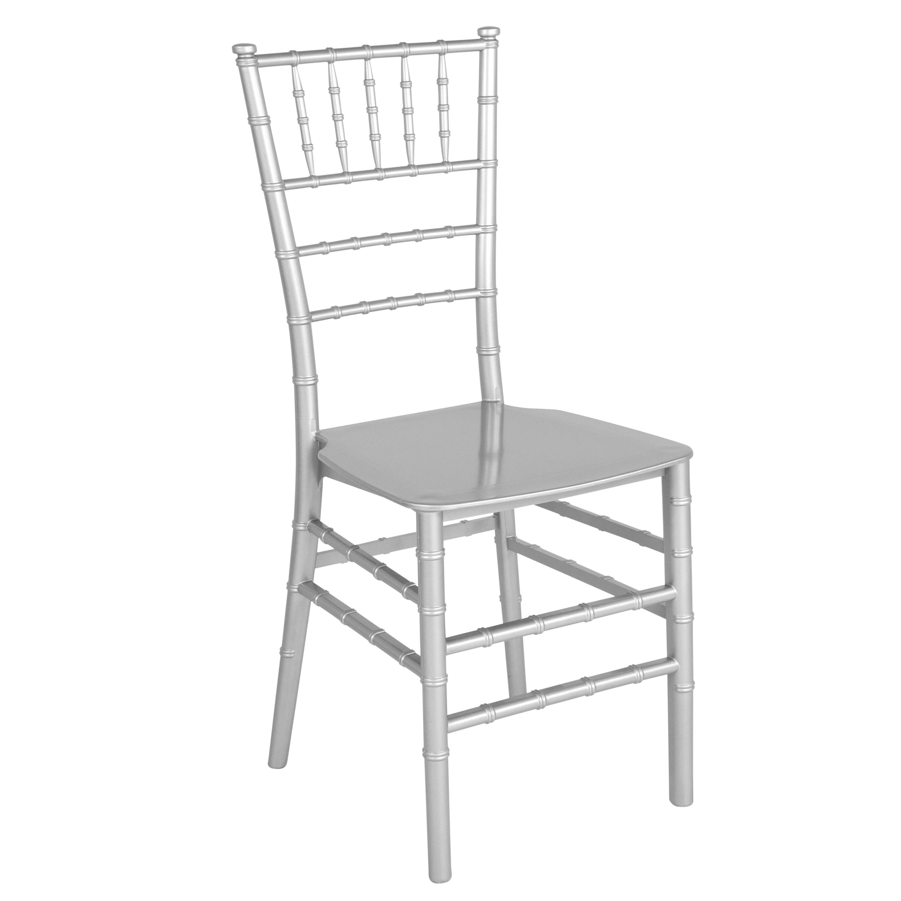 Emma + Oliver - Resin Stacking Dining Chiavari Chair - Silver