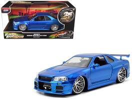 Brian's Nissan GTR Skyline R34 RHD (Right Hand Drive) Blue "Fast & Furious 25th Anniversary" 1/24 Model Car by Jada