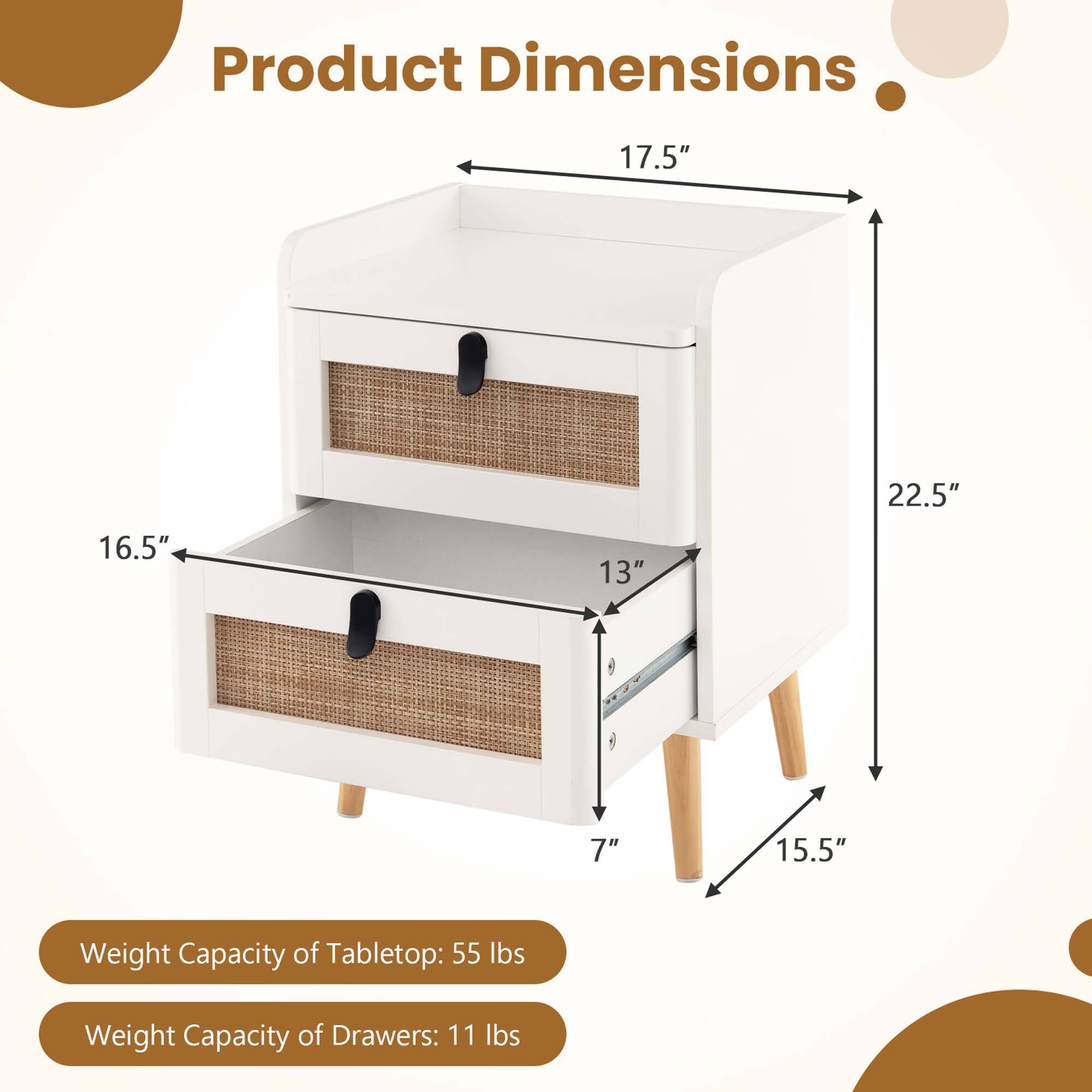 Product Dimensions: 17.5" x 22.5" x 16.5" x 13" x 7" x 15.5"
Weight Capacity of Tabletop: 55 lbs
Weight Capacity of Drawers: 11 lbs