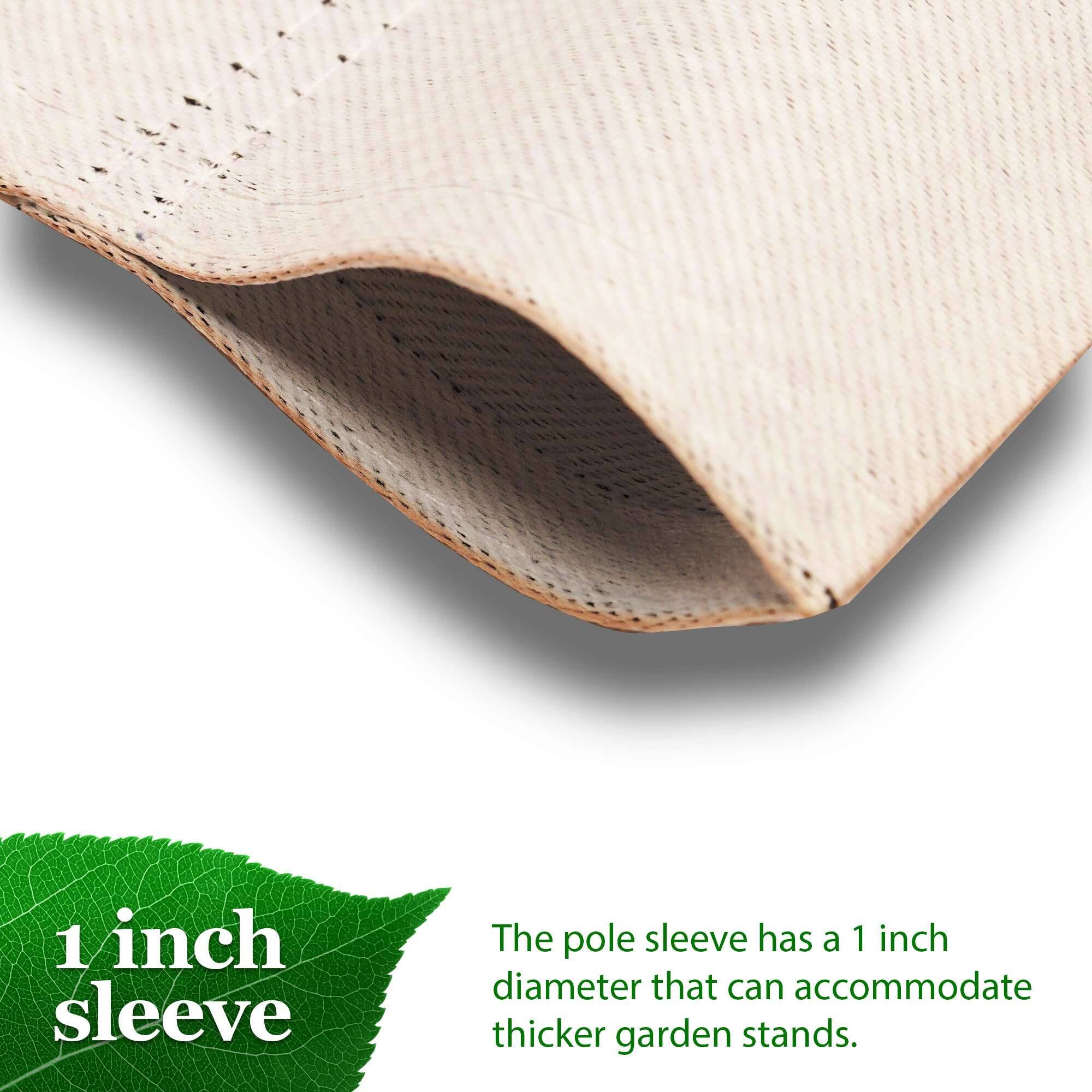 1 inch sleeve

The pole sleeve has a 1 inch diameter that can accommodate thicker garden stands.