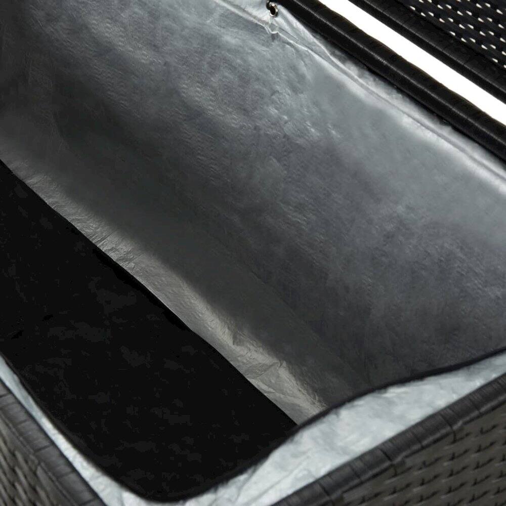 Alt View 3. vidaXL - vidaXL Storage Chest Black Poly Rattan, Powder-Coated Steel Large - Black.