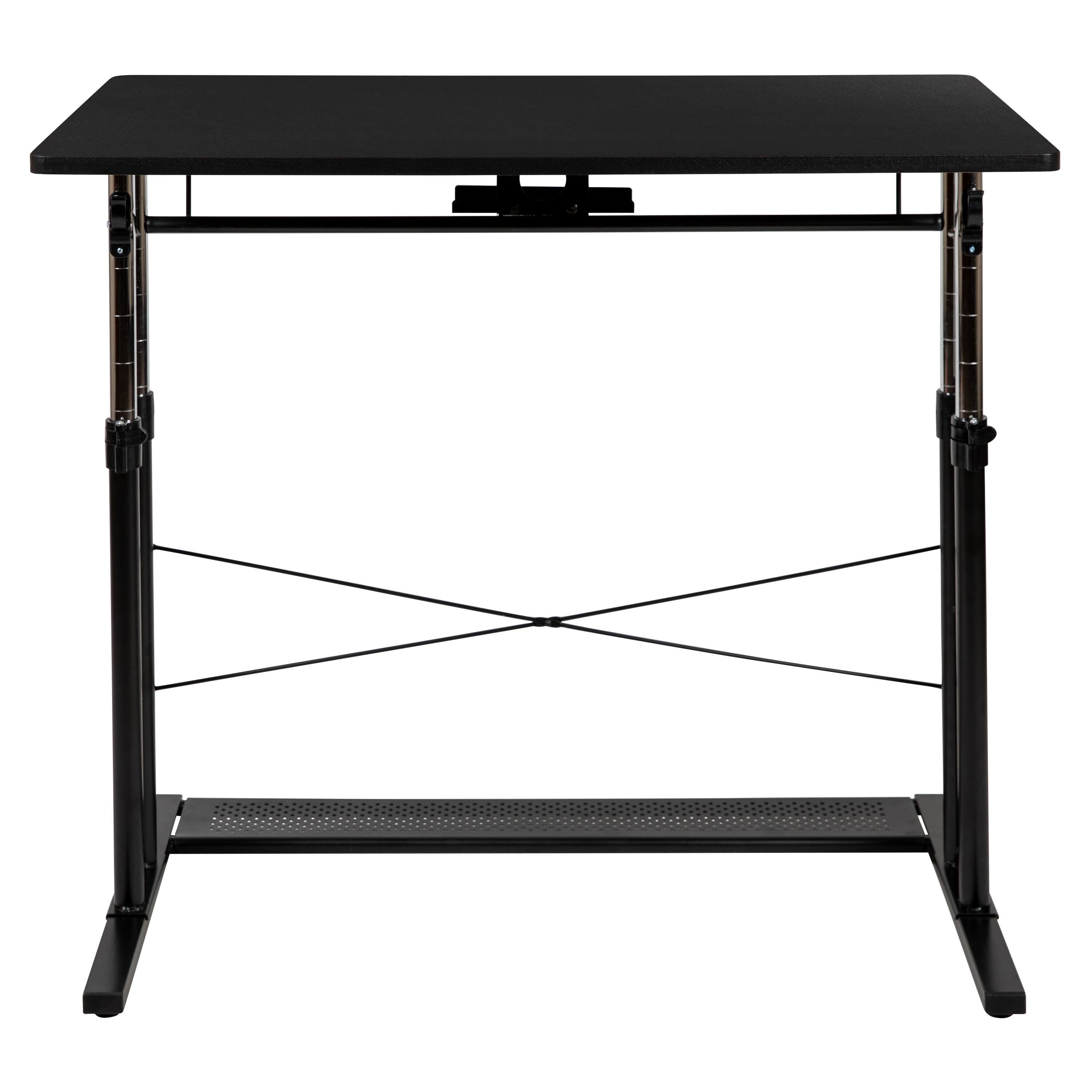 Alt View 7. Emma + Oliver - Height Adjustable (27.25-35.75"H) Sit to Stand Home Office Desk - Black.