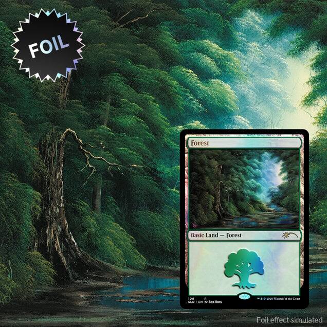 FOIL Forest Basic Land - Forest  
108 SLD . EN - Bos Ress 2020  
Foil effect simulated