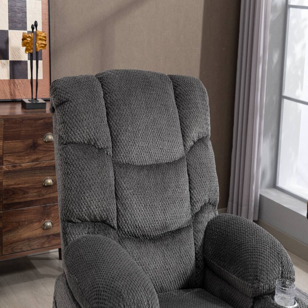 Alt View 10. Ropilly - Ropilly Ultra Wide Electric Lounge Chair Heated Massage Recliner with Power Lift Assistance Grey Velvet - Grey.