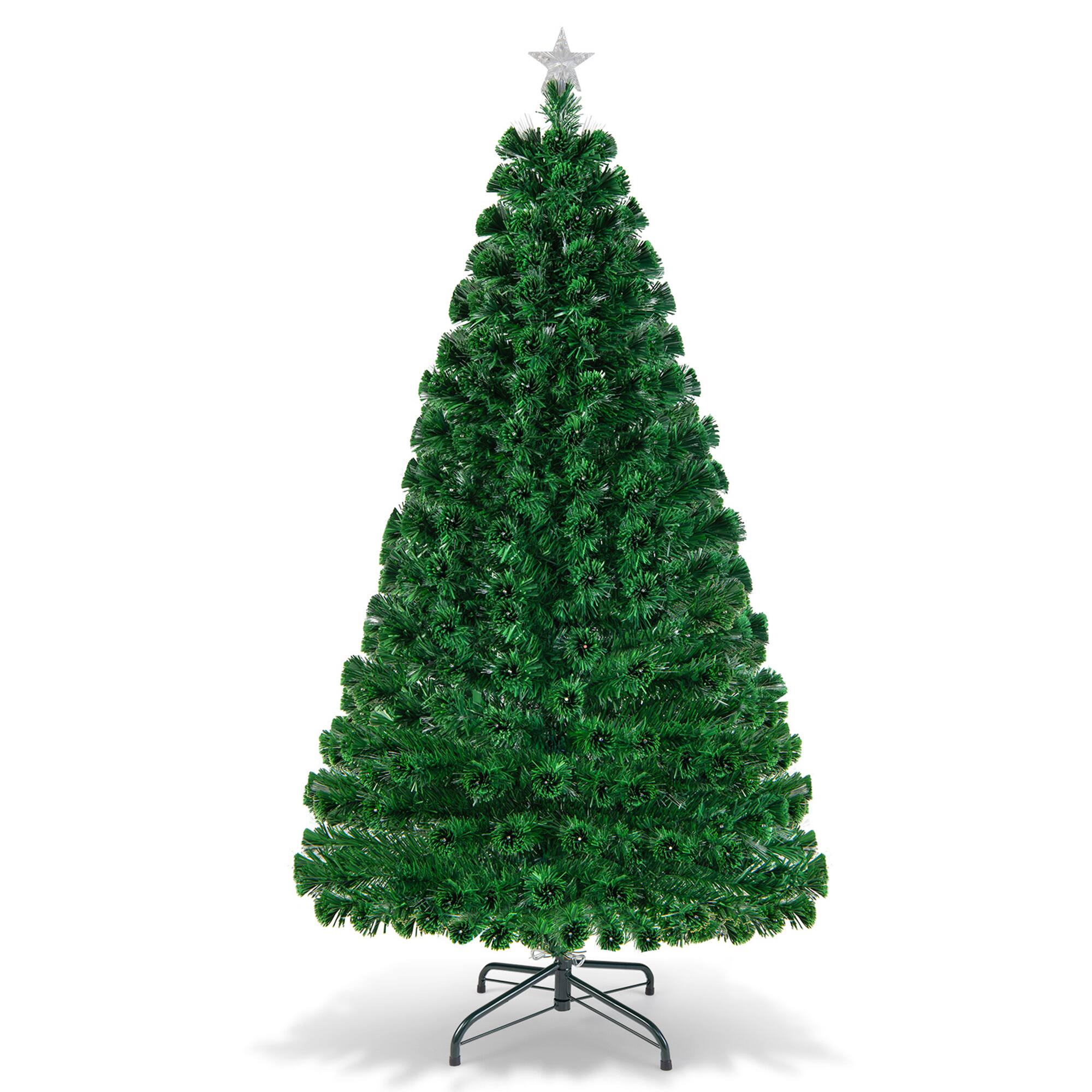 Alt View 9. Gymax - Gymax 6Ft Pre-lit Optical Fiber Christmas Tree w/ Colorful LED Lights Stand - Green.