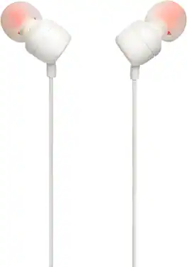 JBL - TUNE 110 WHITE In-Ear Tangle-Free Wired Headphones (White)