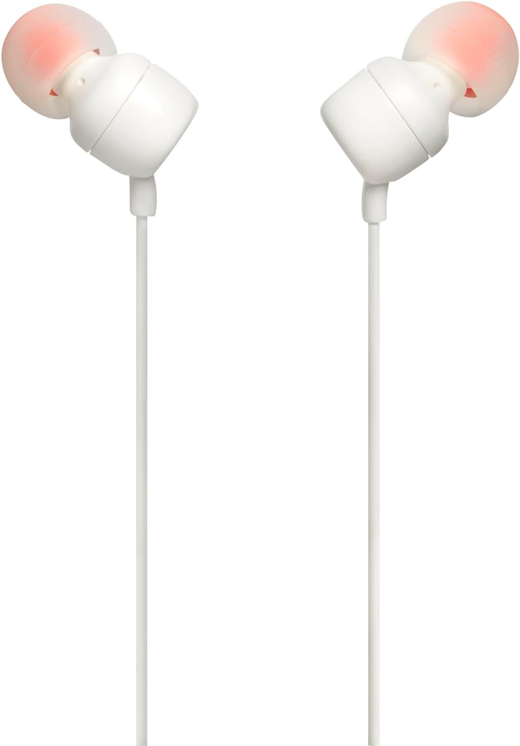 JBL - TUNE 110 WHITE In-Ear Tangle-Free Wired Headphones (White)