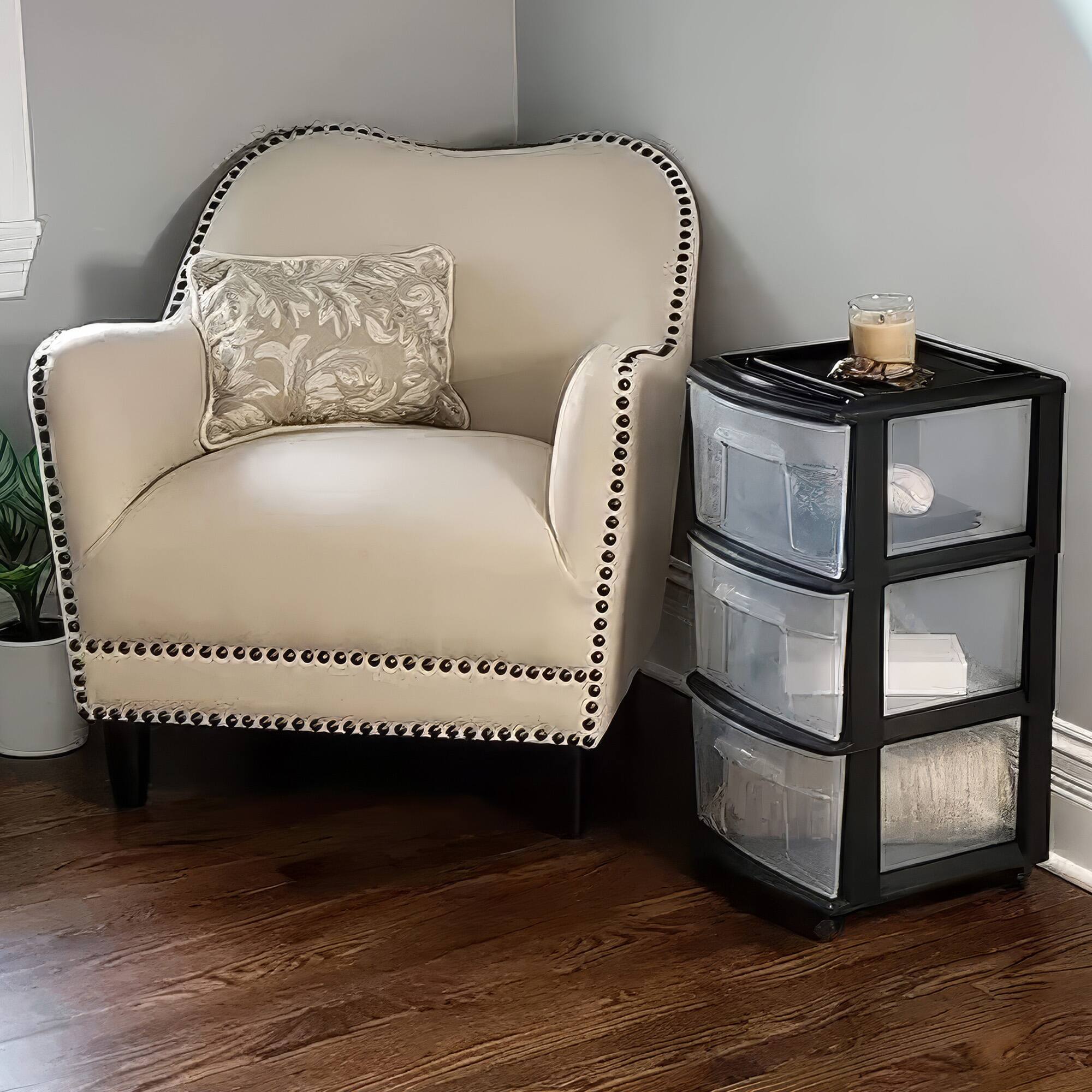 Alt View 7. Homz - Homz Plastic 3 Drawer Medium Storage Tower, Clear Drawers & Black Frame (2 Pack).