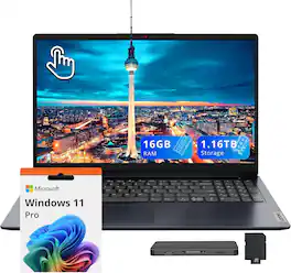 Lenovo - IdeaPad 1i 15.6" FHD Touchscreen Laptop,Intel i5-1334U,16GB RAM,1TB SSD+160GB Docking Station,Win 11 Pro - Blue