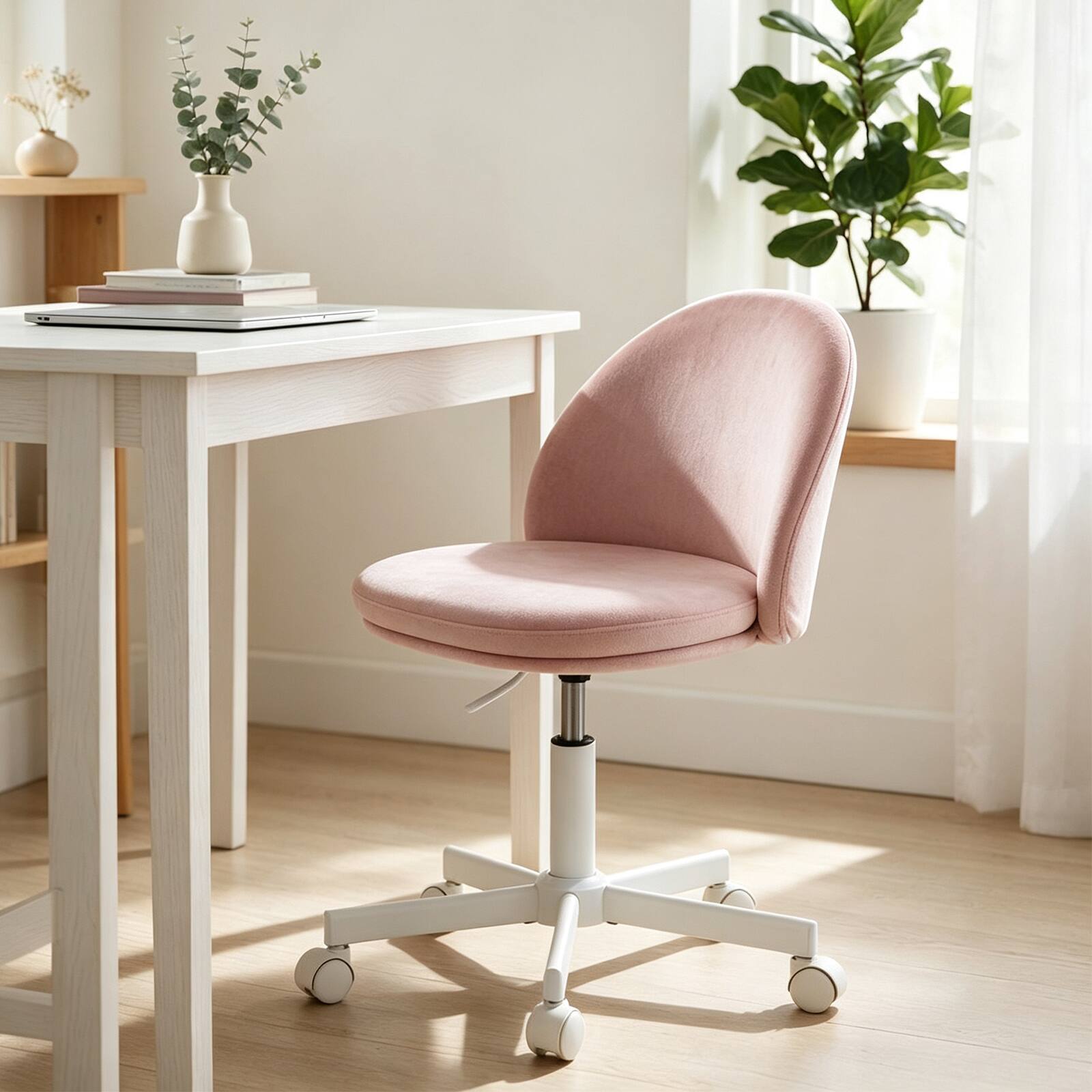 Costway Ergonomic Makeup Chair with Lumbar Support, Vanity Chair ...