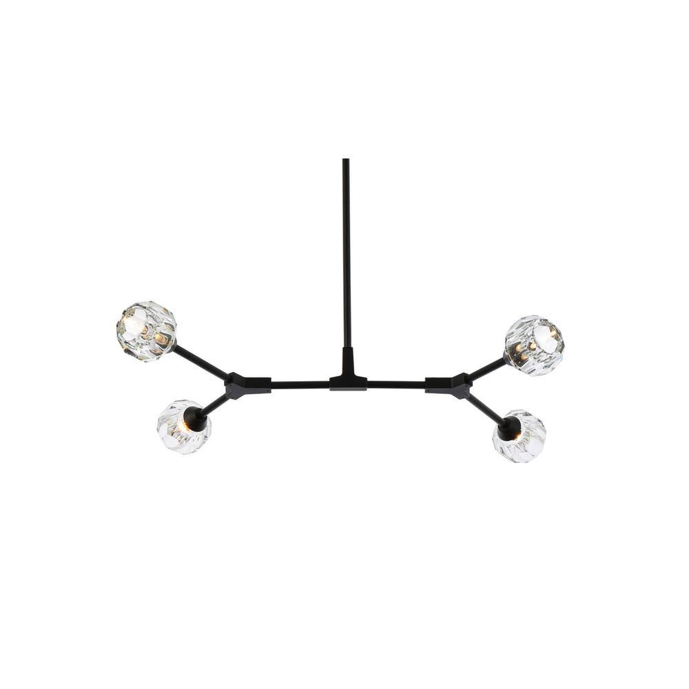 Alt View 4. Elegant Lighting - Zayne 4 Light Pendant in Black - Black And Clear.