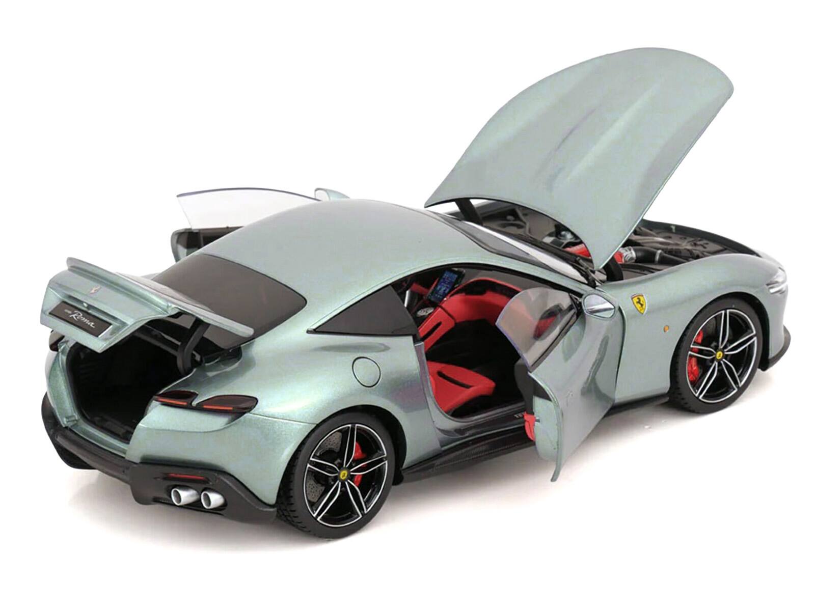 Alt View 4. Polistil - 2019 Ferrari Roma Gray Metallic with Pink Interior 1/18 Diecast Model Car by Polistil.