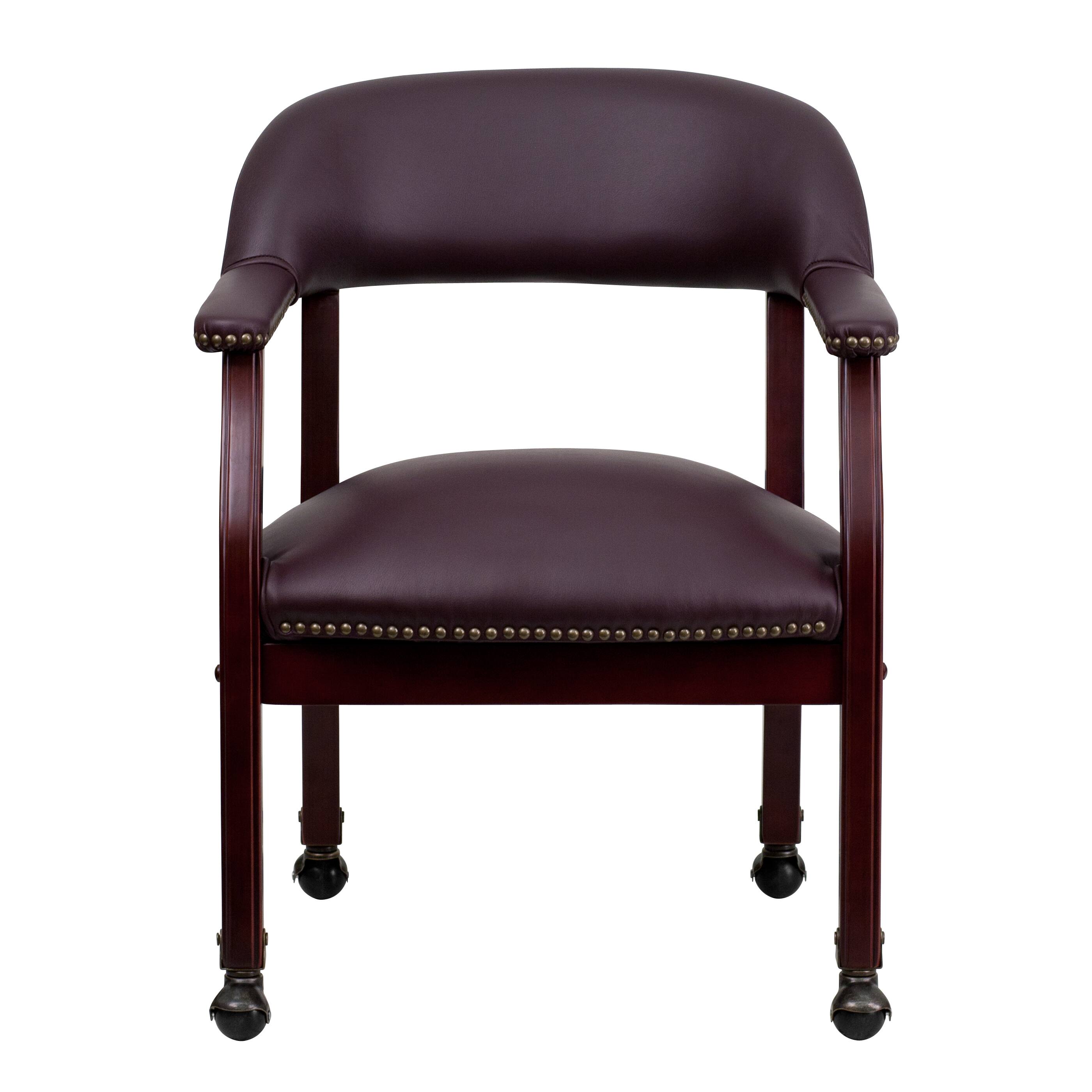 Alt View 7. Emma + Oliver - Conference Chair with Accent Nail Trim  and Casters - Burgundy LeatherSoft.