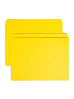 Front. Smead - Smead File Folder, Reinforced Straight-Cut Tab, Letter Size, Yellow, 100 per Box (12910) - Yellow.