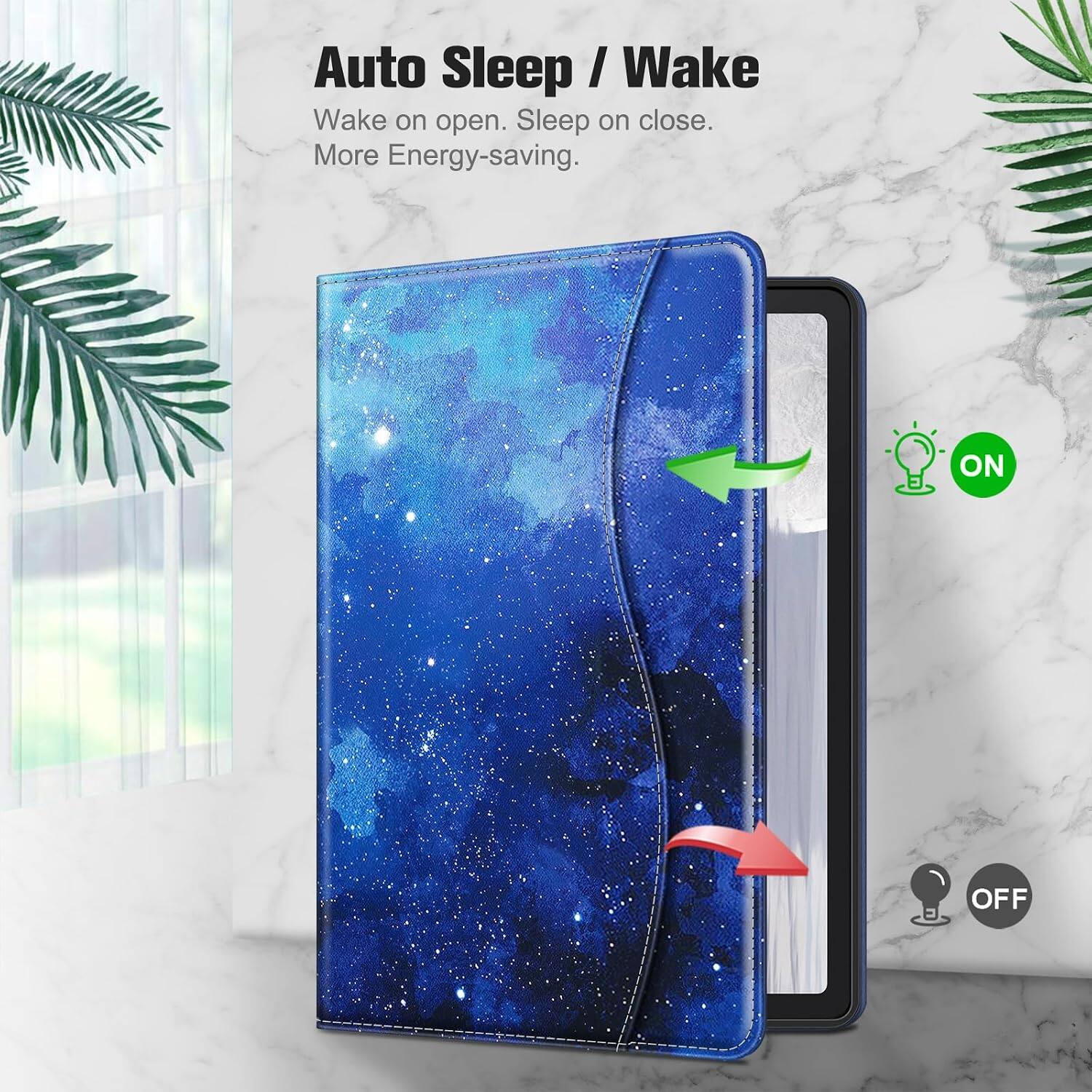 Auto Sleep / Wake  
Wake on open. Sleep on close.  
More Energy-saving.  

ON  
OFF