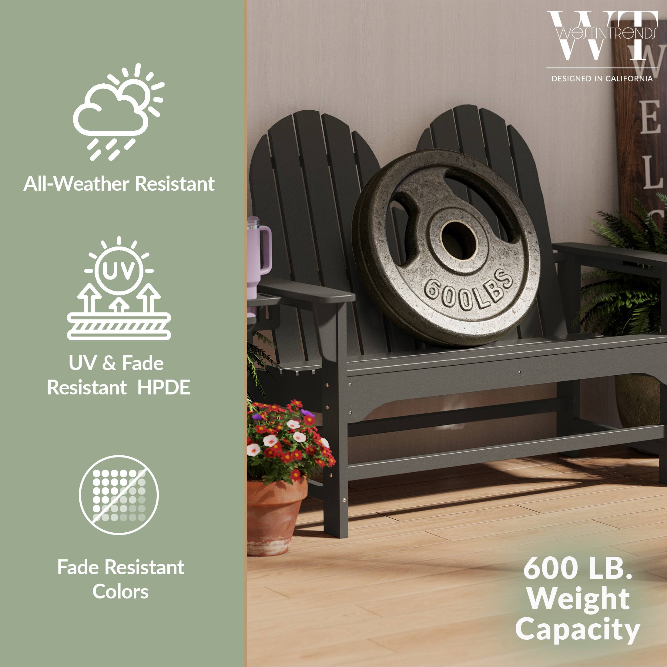All-Weather Resistant  
WIN WESTINTRENDS VV 1  
DESIGNED IN CALIFORNIA  
UV & Fade Resistant HPDE  
Fade Resistant Colors  
600 LB. Weight Capacity