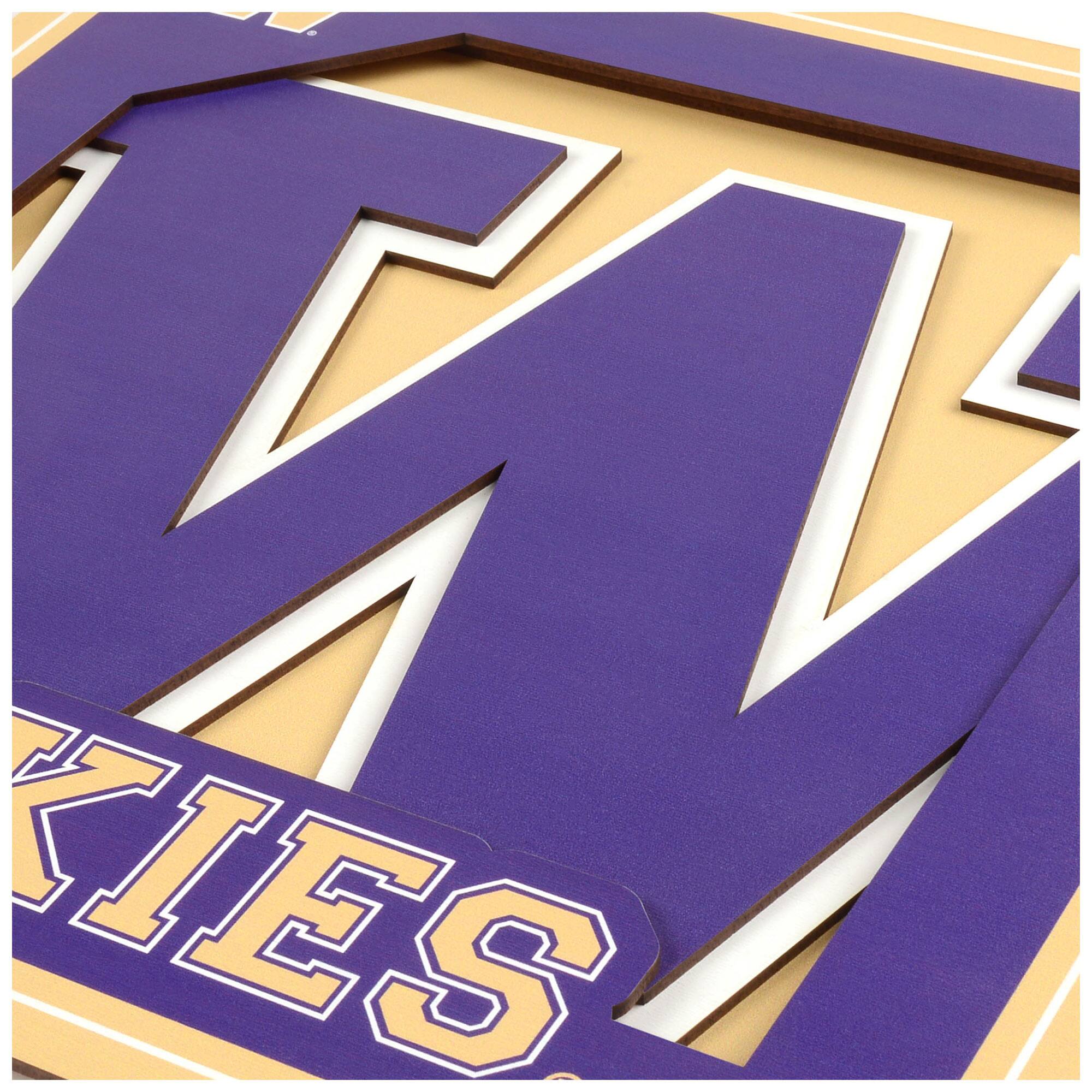 Alt View 1. YouTheFan - Washington Huskies 12'' x 12'' 3D Logo Wall Art - Multicolor.