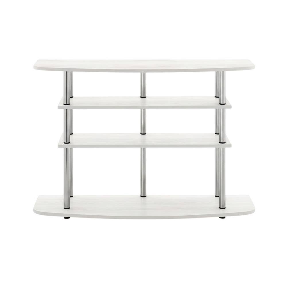 Alt View 3. FurniFact - White Oak 4-Tier TV Stand with Wood Store Display for up to 46-inch Screens - White.