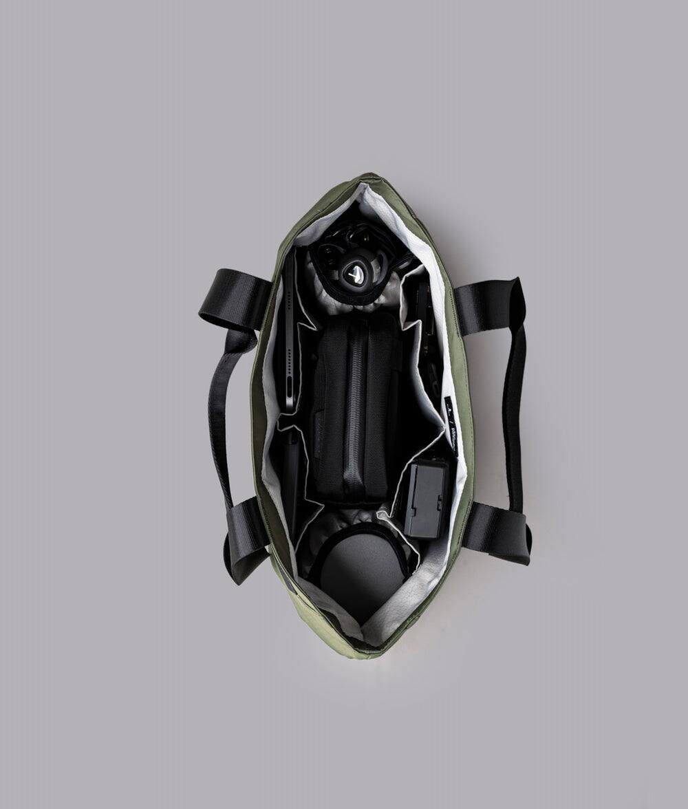 Alt View 6. ALPAKA - Elements Tote Bag 14.5L Weatherproof Foldable Travel Tote with Magnetic Closure - Green/G Axoflux 210D.