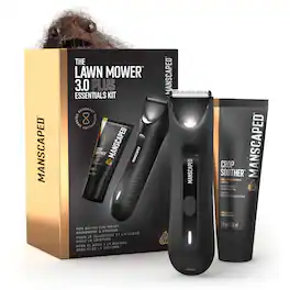 Manscaped - The Lawn Mower 3.0 Plus Essentials Kit, SkinSafe Rechargeable Wet/Dry Groin and Body Hair Trimmer, Grooming Gift Set - Black