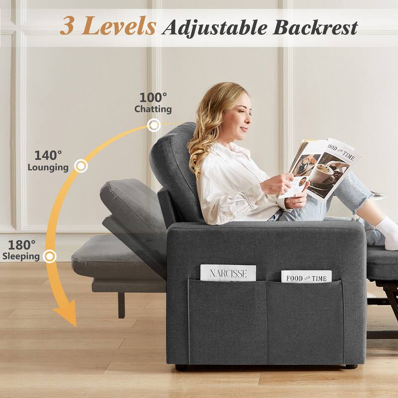 3 Levels Adjustable Backrest

100° Chatting  
140° Lounging  
180° Sleeping  

NARCISSE  
FOOD & TIME