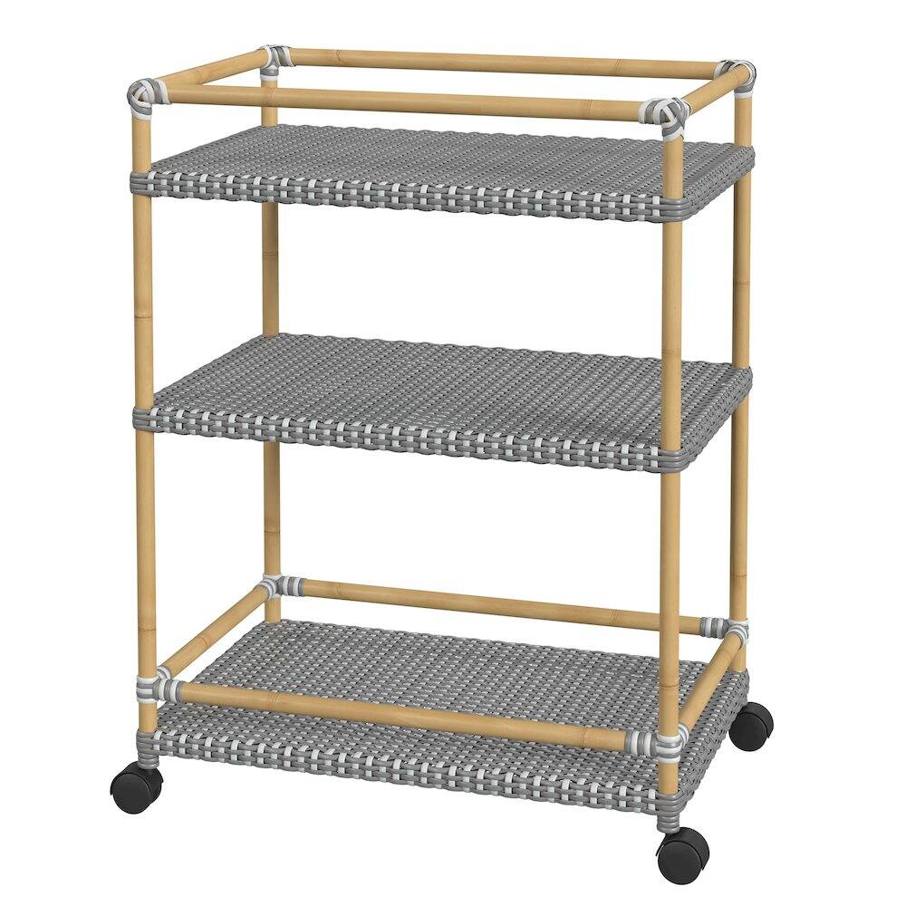 Back. Butler Specialty - Tobias 24 in. W Outdoor Rattan and Metal 3 Tier Bar Cart - Gray.