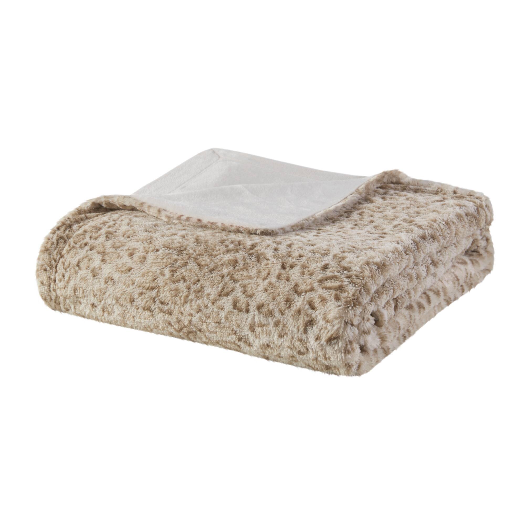 Front. Gracie Mills - Alaina Faux Fur Throw - Leopard.