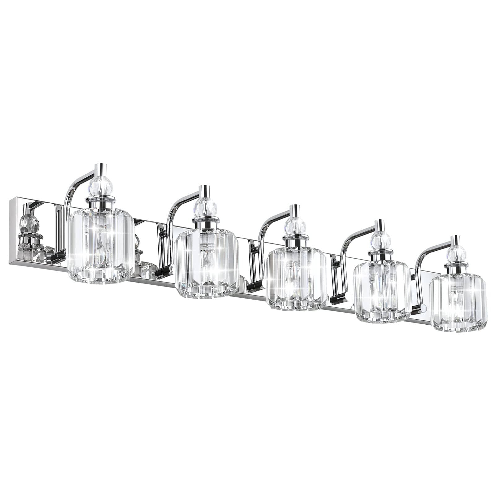 Earthley Blooms - Crystal Bathroom Lights Fixtures Light Vanity Over Mirror Modern Matte Bath Wall - Chrome 40 inch