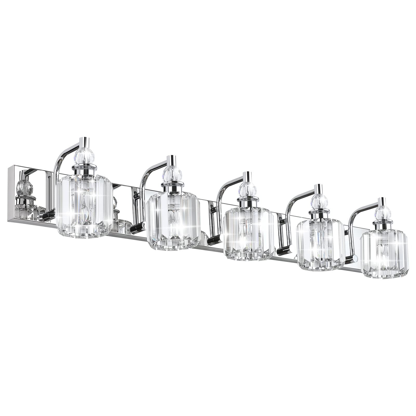 Earthley Blooms - Crystal Bathroom Lights Fixtures Light Vanity Over Mirror Modern Matte Bath Wall - Chrome 40 inch
