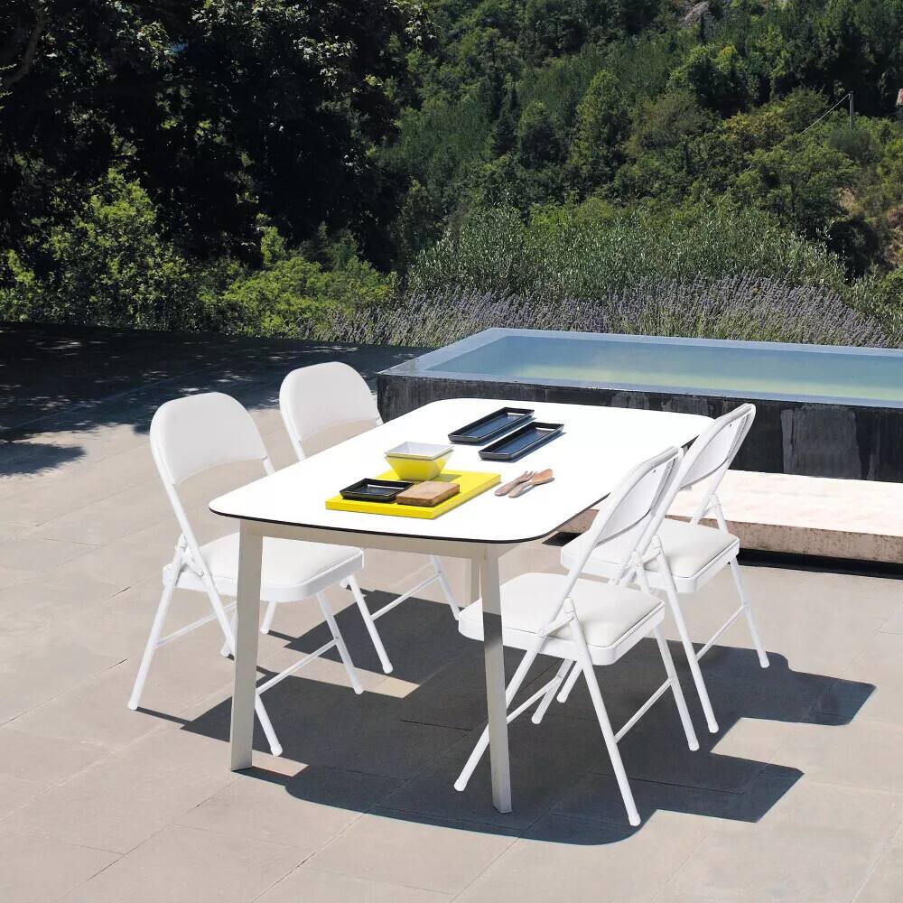 Alt View 7. Essen Blissed - 6 Pack Folding Chairs with Padded Seats for Events Home Office, Pu Leather Folding Chair White - White.