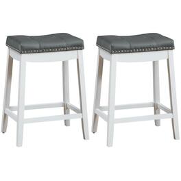 Ecooso - Set of 2 24 Inch Backless Counter Stools with Footrest for Kitchen or Cafe - White