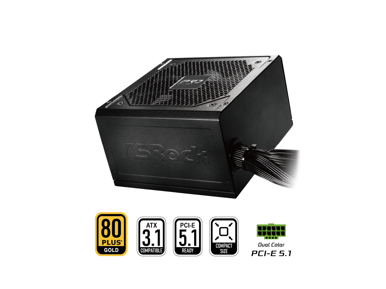 ASRock - PRO Series PRO-850G 850 W ATX 3.1 Compatible 80 PLUS GOLD Certified Power Supply