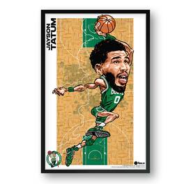 Sporticulture - Jayson Tatum Boston Celtics Framed 14" x 20" Player Caricature Art - Multicolor