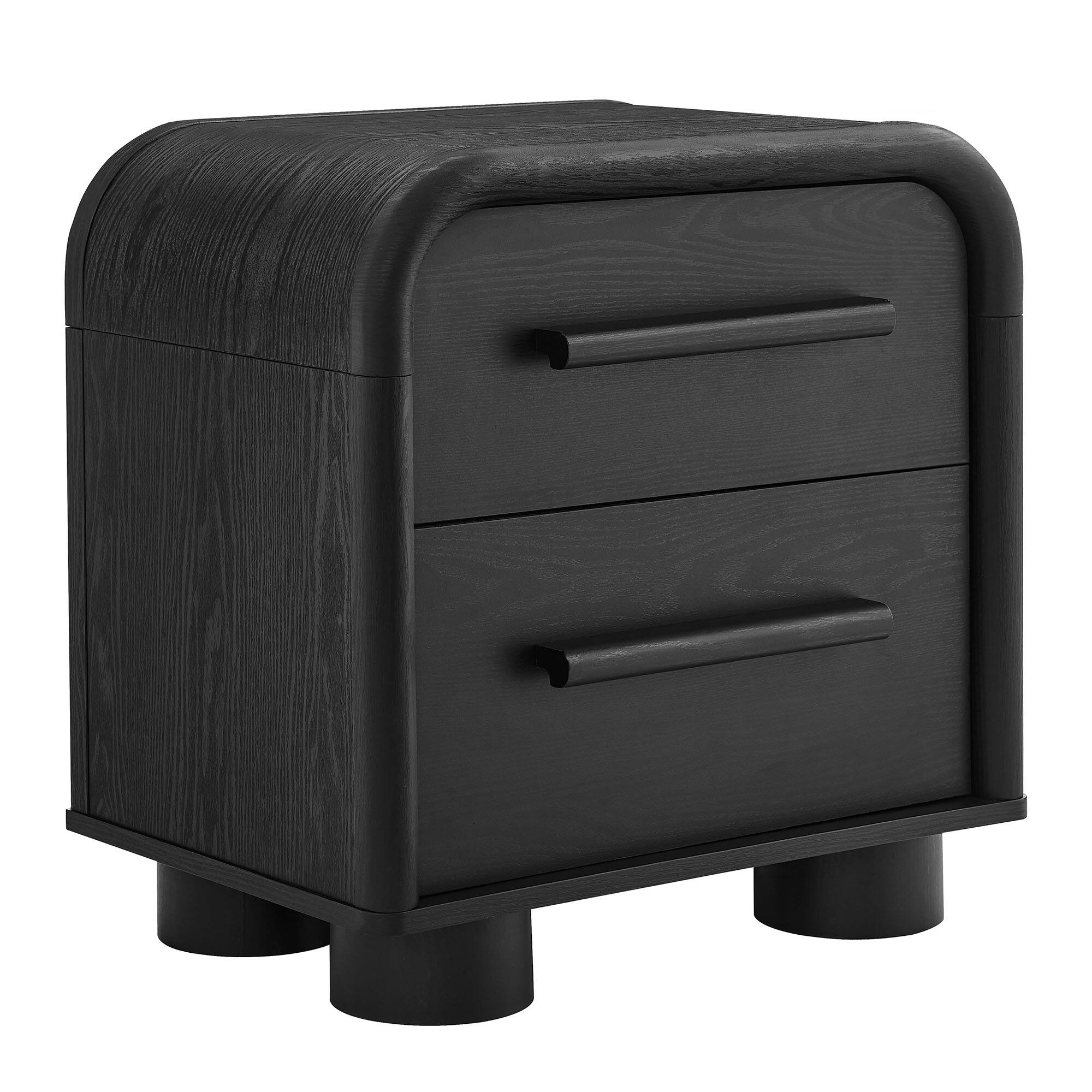 Angle. Modway - Bellamy Curved 2-Drawer Nightstand by Modway - Black Oak.