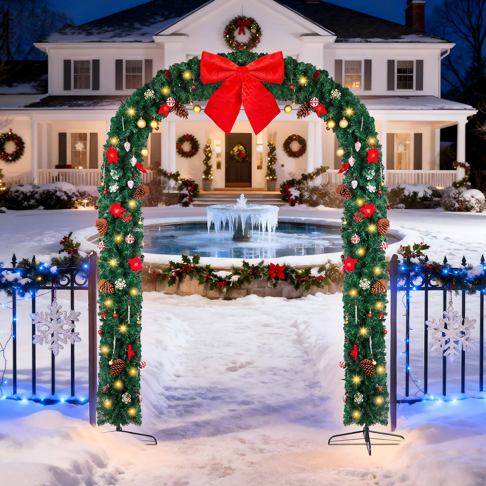 Alt View 1. Winado - 8.7 FT Christmas Artificial Tree Archway Decoration, PVC Holiday Tree Arch with 350 LEDs for Outdoor Garden, Arch Top - Green.