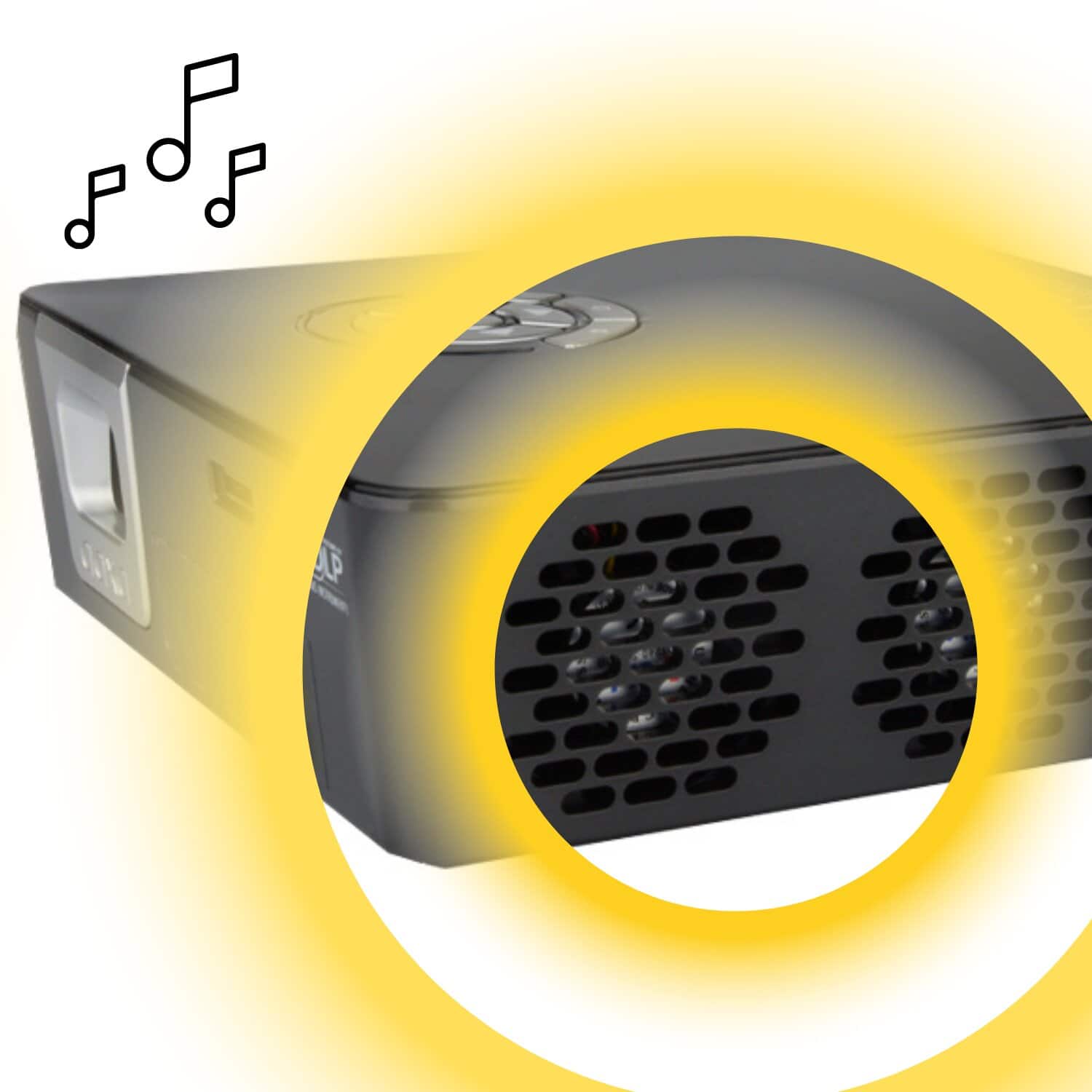 Alt View 14. AAXA - P6X DLP Pico Projector, 4 Hour Battery, USB-C Input, Wireless Mirroring, 1000 Lumens, HDMI/USB/TF Input, 1080p Support - Gray/Black.