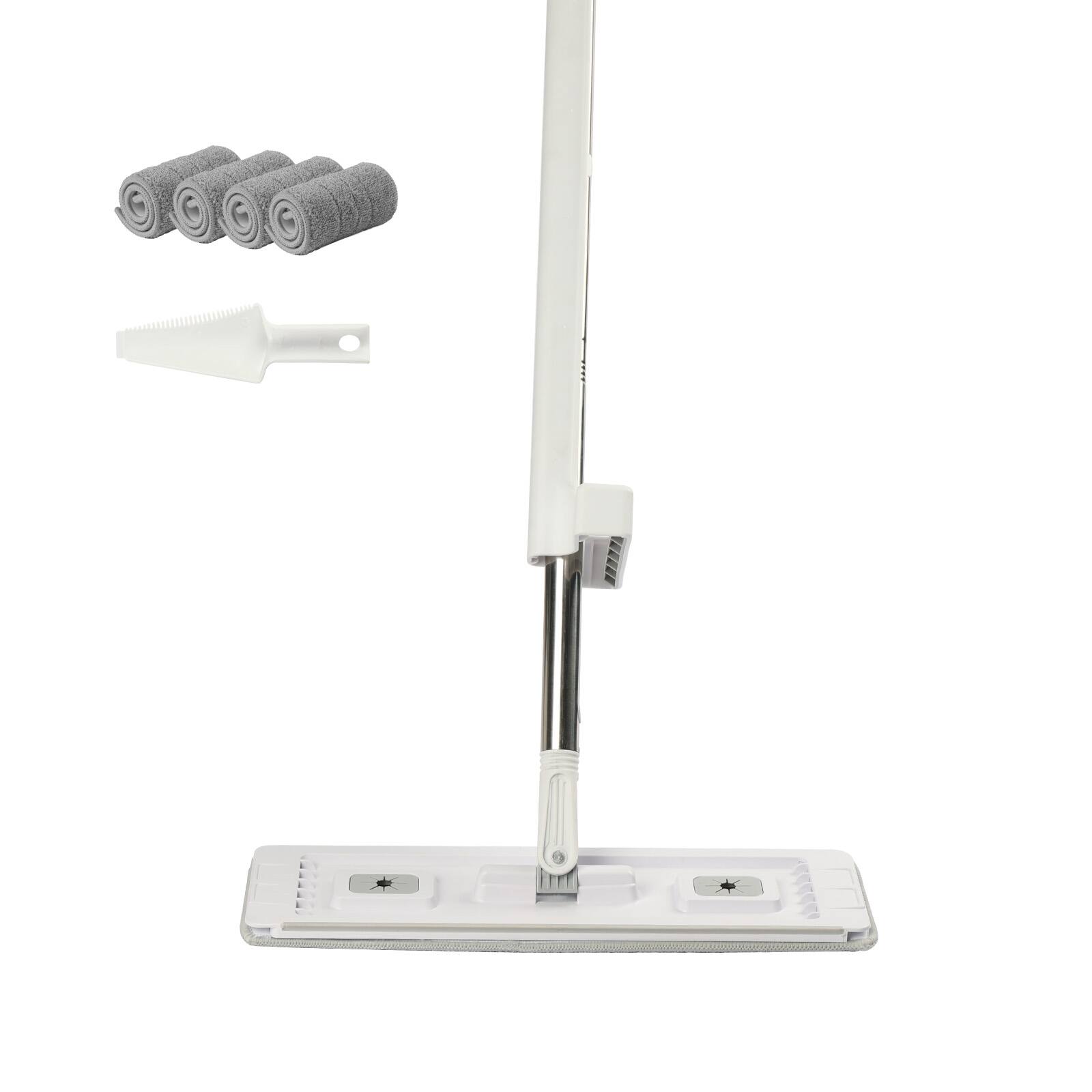 Alt View 5. VEVOR - Flat Mop, Self Wringing, Microfiber Floor Mop with 4 Reusable & Washable Mop Pads for Dry & Wet Floor Cleaning - White;Gray.