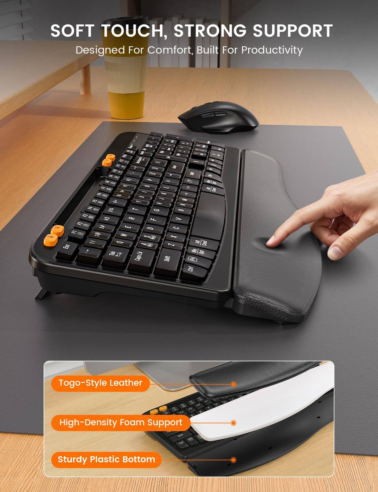 SOFT TOUCH, STRONG SUPPORT  
Designed For Comfort, Built For Productivity

Togo-Style Leather  
High-Density Foam Support  
Sturdy Plastic Bottom