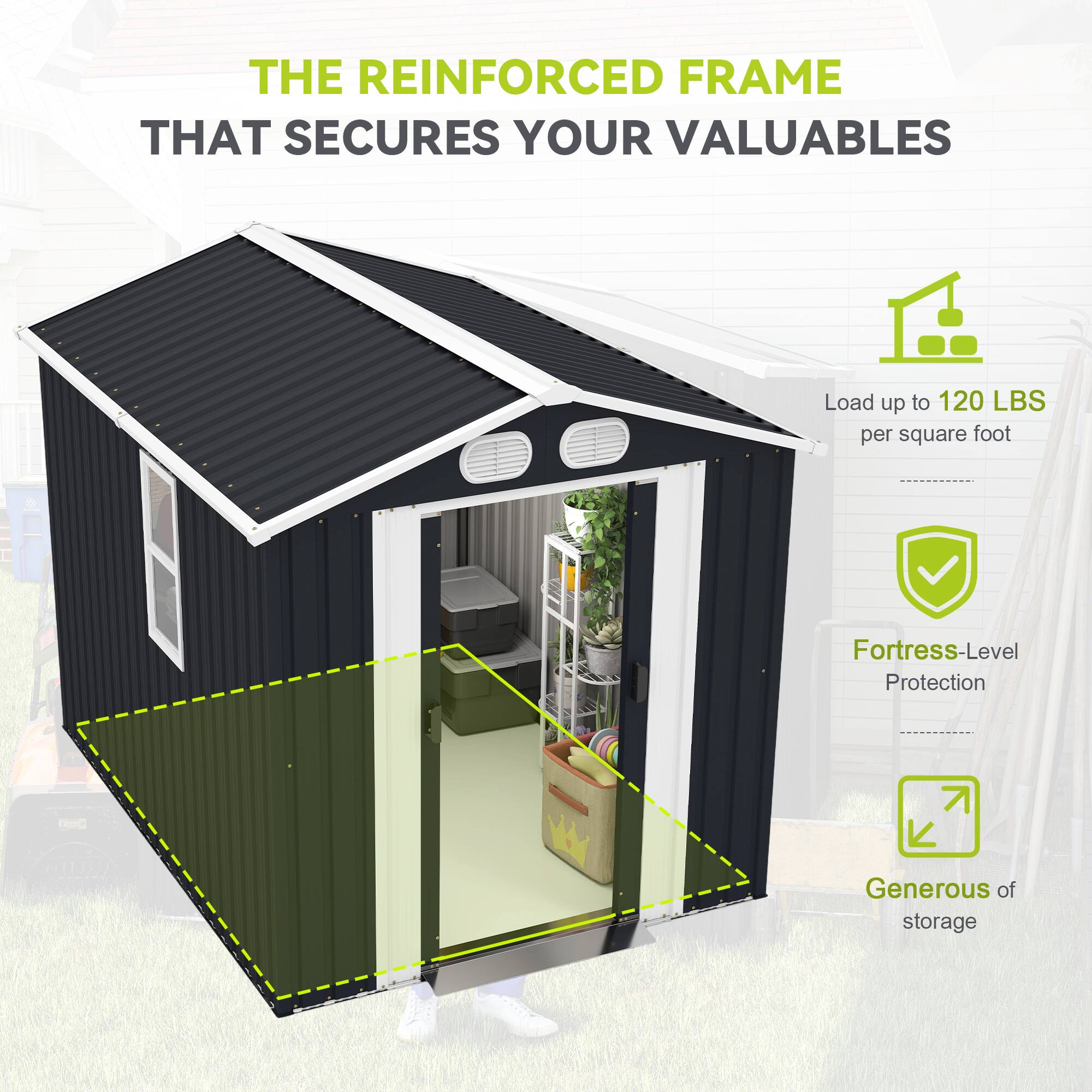 THE REINFORCED FRAME THAT SECURES YOUR VALUABLES

- Load up to 120 LBS per square foot
- Fortress-Level Protection
- Generous storage