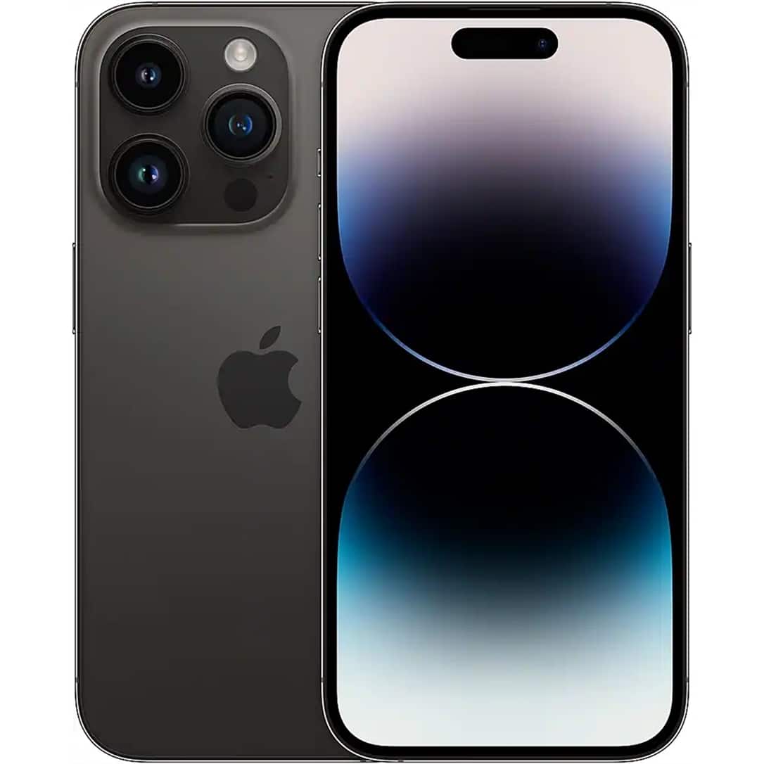 Front. Apple - iPhone 14 Pro (A2650) 128GB 6.1-inch (2022) Space - Unlocked - Black.