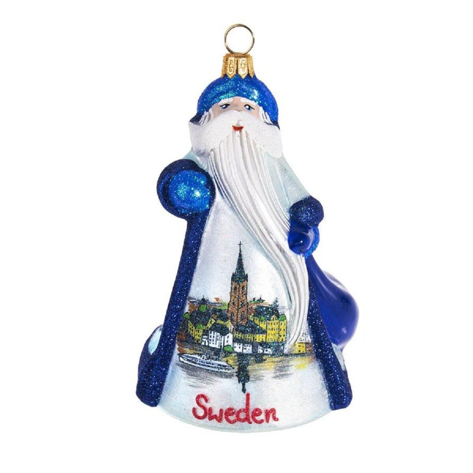 Front. Joy to the World Collectibles - Joy to the World Glitterazzi Sweden Santa Polish Glass Christmas Ornament - Multicolor.