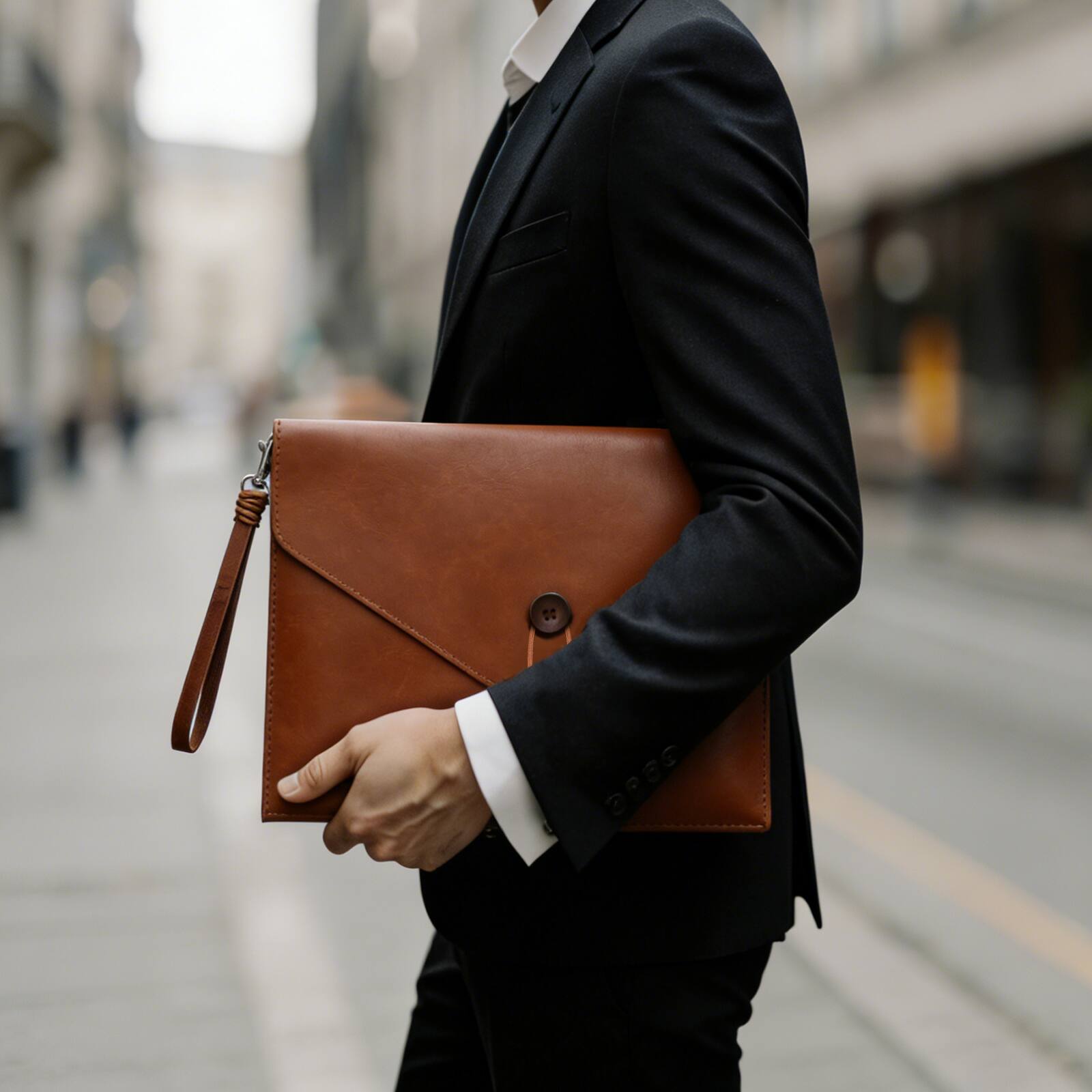 Alt View 5. Unique Bargains - Leather Folder, 14x10" Leather Document Holder PU Pouch Bag Portfolio Organizer Waterproof for Travel Men - Brown.